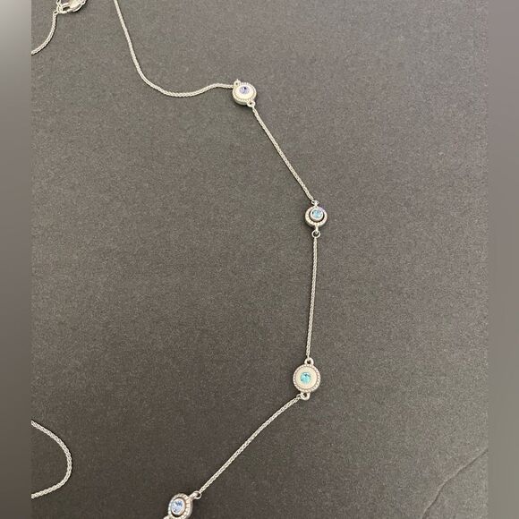 Brighton Halo Light Long Necklace Silver Tanzanite NWT - Picture 4 of 9